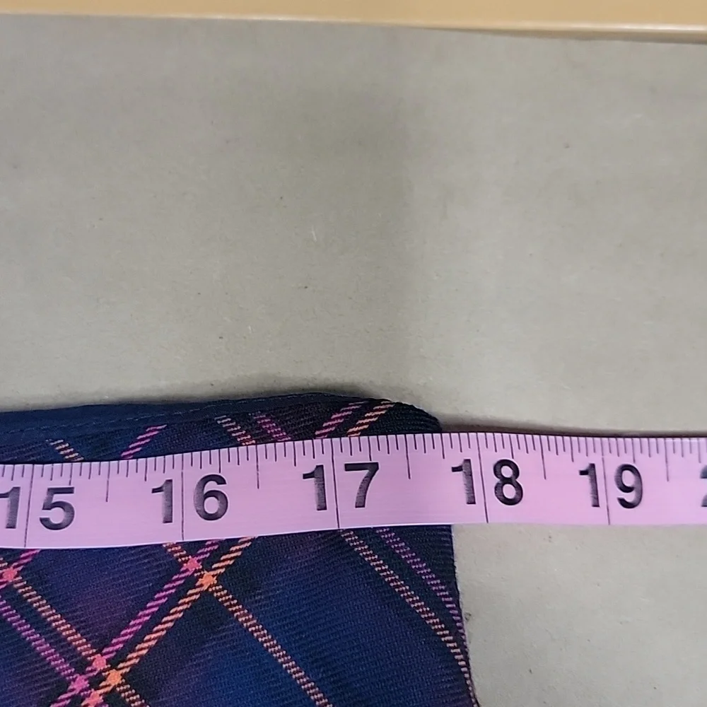 Trina Turk Size 12 Crissy Tartan Plaid Pencil Skirt Navy Blue, Pink & Orange